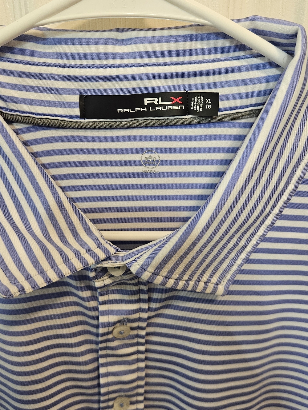 Ralph Lauren RLX Men’s Blue and White Striped Polo Shirt NWOT